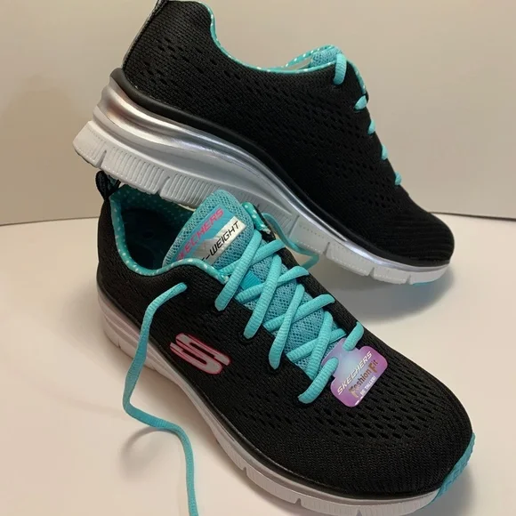 SKECHERS BLACK/TURQUOISE SNEAKERS SIZE
